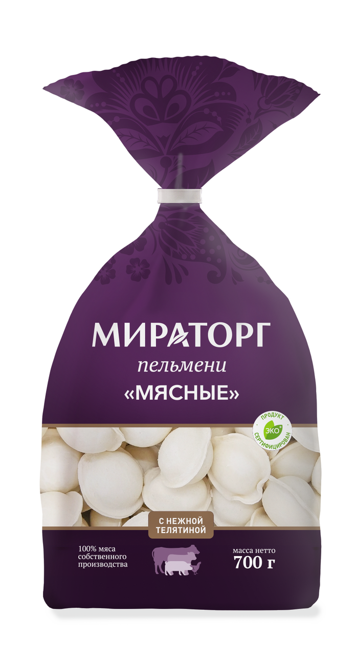Пельмени "Мясные" с/м пакет 700г*8 (5,6кг) МИРАТОРГ ЗАО "СК Короча" РОССИЯ