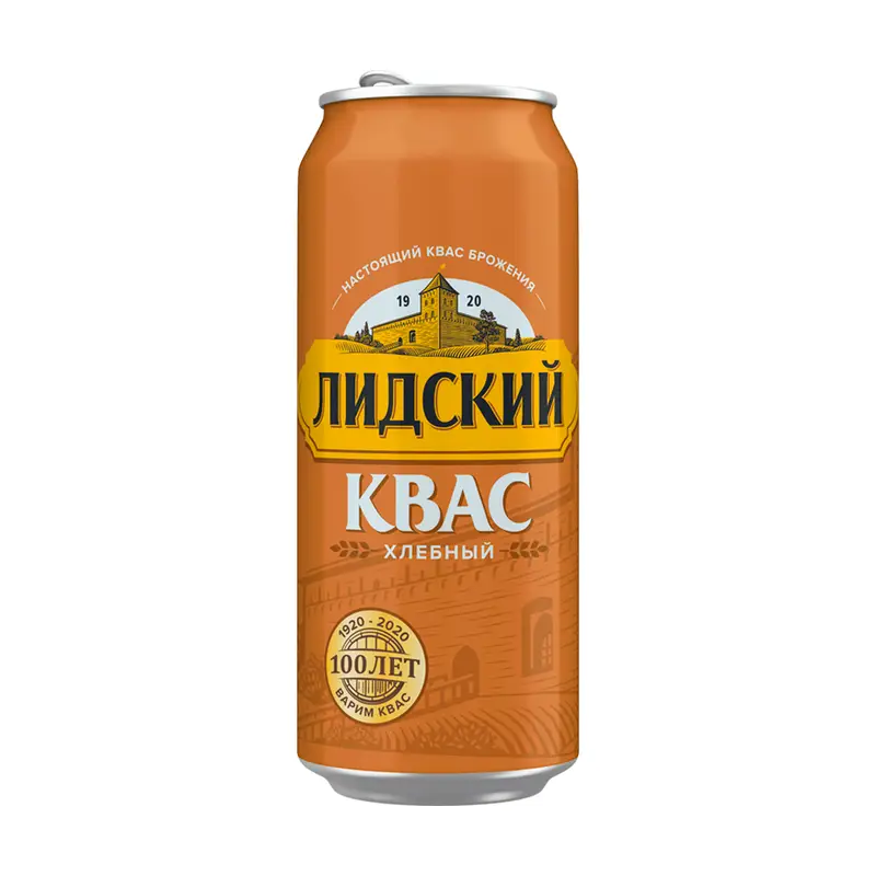 Квас напиток безалкогольный паст. фильтр. «КВАС ЛИДСКИЙ ХЛЕБНЫЙ» ал. бан.0,45л.