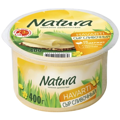 Сыр ТМ "Natura" 0,400кг Сливочный ЦИЛИНДР 45% (6шт) Россия