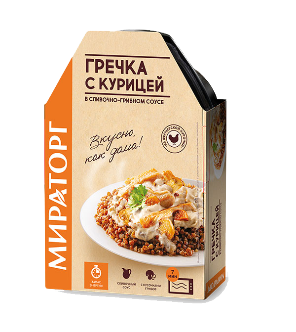 Гречка с курицей и грибами в сливочном соусе ЗАМ  260г*6(1,56кг) Мираторг Трио Россия
