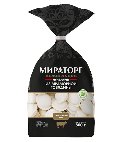 Пельмени Из мраморной говядины зам пленка 800г*8 (6,4кг) BLASK ANGUS Мираторг (Брянск) Россия 