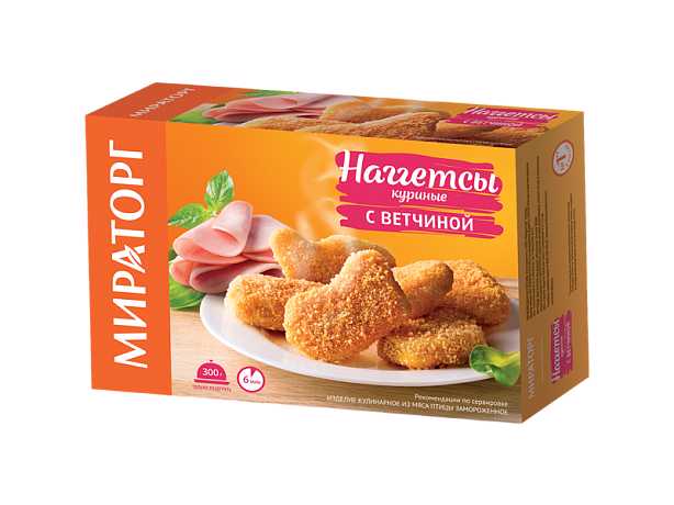 Наггетсы куриные с ветчиной 250г*12(3кг) Мираторг Россия