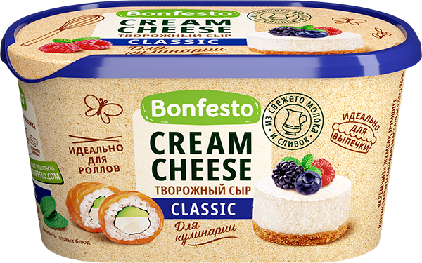 400 гр Сыр творожный "CreamCheese" CLASSIC Сливочный  70% Bonfesto  (6шт.)