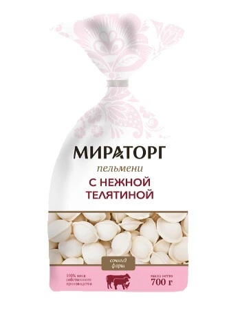 Пельмени С НЕЖНОЙ ТЕЛЯТИНОЙ зам пленка 700г*8 (5,6кг) Мираторг (Брянск) Россия 