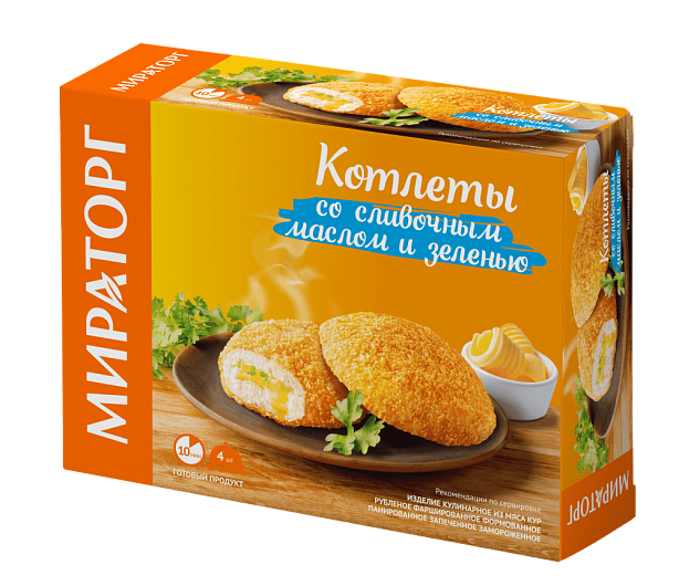 КОТЛЕТЫ со сливочным маслом и зеленью(Котлеты по-Киевски)1,5*10(15кг) Мираторг Россия