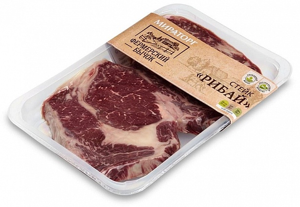 Стейк Рибай говяжий б/к зам DF 320г*4(1,28кг) BLACK ANGUS Мираторг (Брянск) Россия