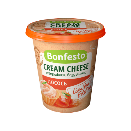 Сыр творожный "CreamCheese воздушный" "Лосось" 125гр 65% Bonfesto (8шт)