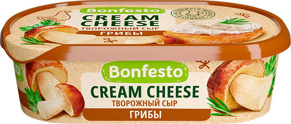 140гр Сыр творожный "CreamCheese" с наполнителем "Грибы"  65% Bonfesto(6шт)