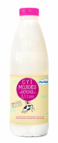 Молоко ПЭТ 0,9 л Вкусное 3,1% 00000065 (бутылка)