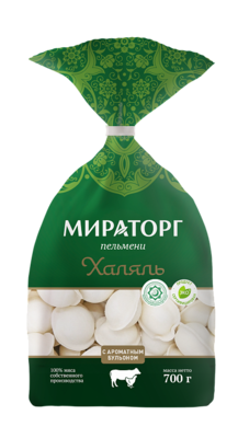 Пельмени Халяль С АРОМАТНЫМ БУЛЬОНОМ пленка с/м 700г*8 (5,6кг) BLASK ANGUS Мираторг (Брянск) Россия 