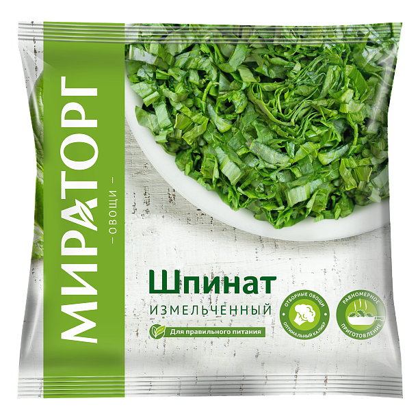 Шпинат измельченный с/м 400г*10 Мираторг Россия