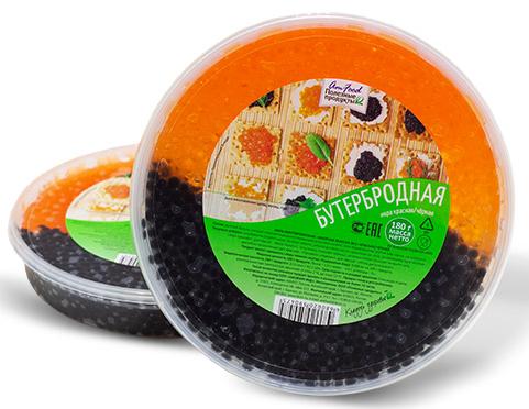 "Икорная закуска № 1" Икра красная/черная имитированная 180г/18шт.