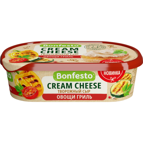 140гр Сыр творожный "CreamCheese" с наполнителем "Овощи гриль"  65% Bonfesto(6шт)